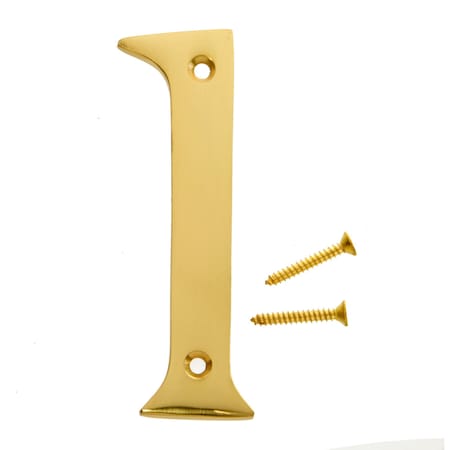 Hy-Ko 4In Solid Brass Number 1, 5PK A10491